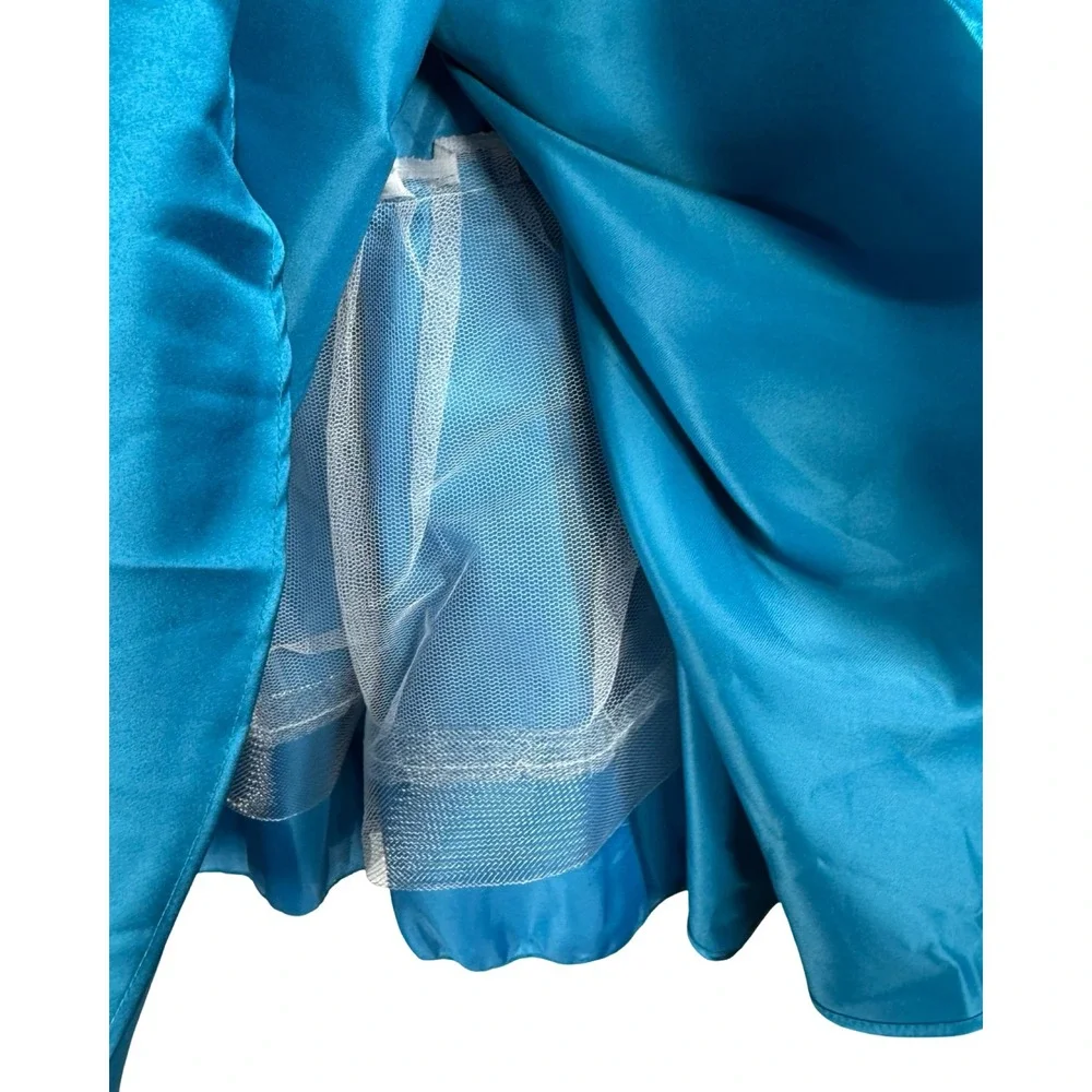 Witness of Love Teal Blue Satin Corset Back Tie Strap Mini‎ Dress Size 0 NWT